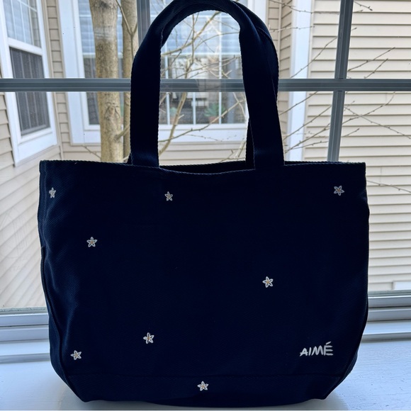 Aime Leon Dore Daisy Canvas Tote Bag Navy Blue - Picture 1 of 7